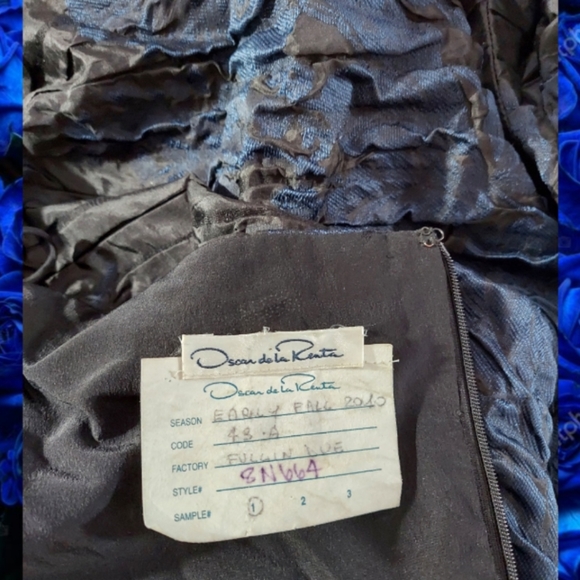 $5,000 OSCAR DE LA RENTA EXCLUSIVE BLACK BLUE SILK RUNWAY DRESS US XS - Picture 12 of 16
